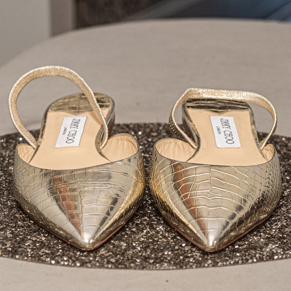 Jimmy Choo Flat Slingback Metallic Mule